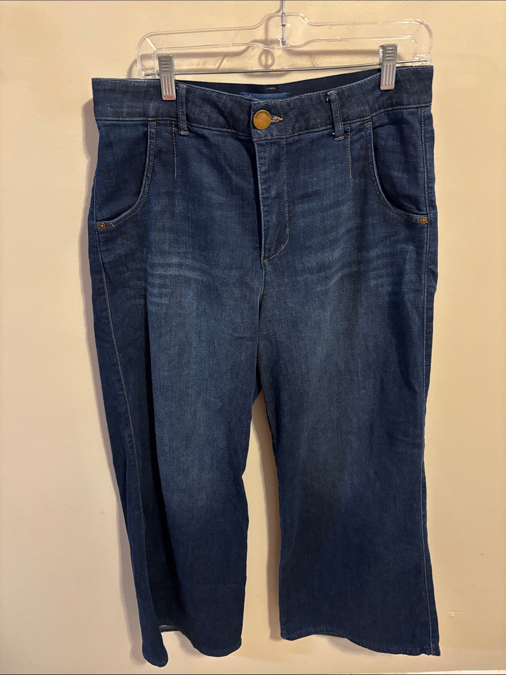 Democracy AbSolution Wide Leg Jeans Womens 12P 12 Petite Dark Wash Denim Stretch